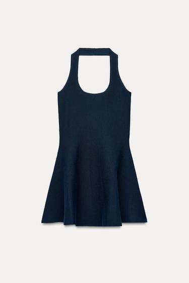 VESTIDO MINI PUNTO VUELO - Azul de Zara