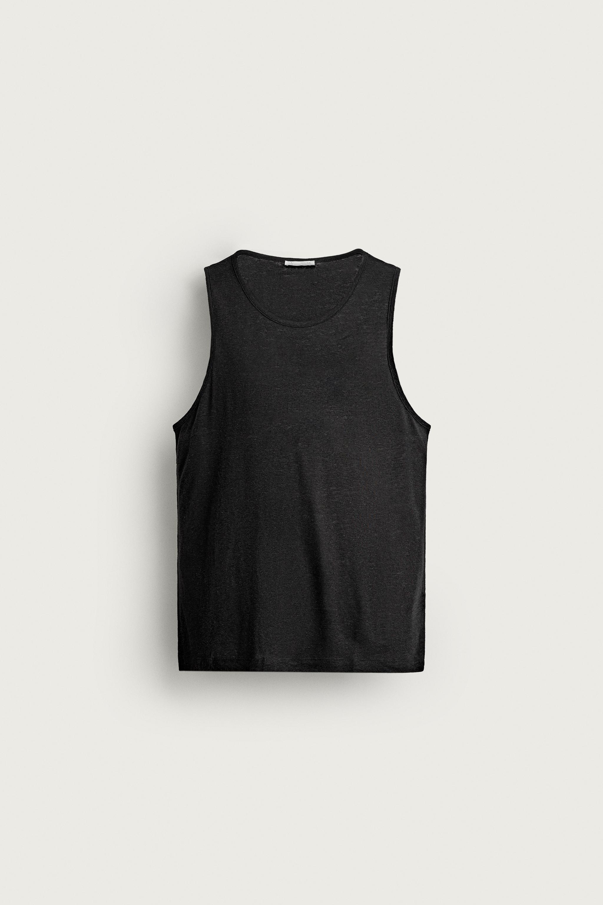 Мужские топы Zara RELAXED FIT VISCOSE LINEN TANK TOP — фото 6