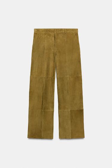 PANTALON 100% CUIR DE DAIM ÉDITION LIMITÉE - Vert olive de Zara - Image 5