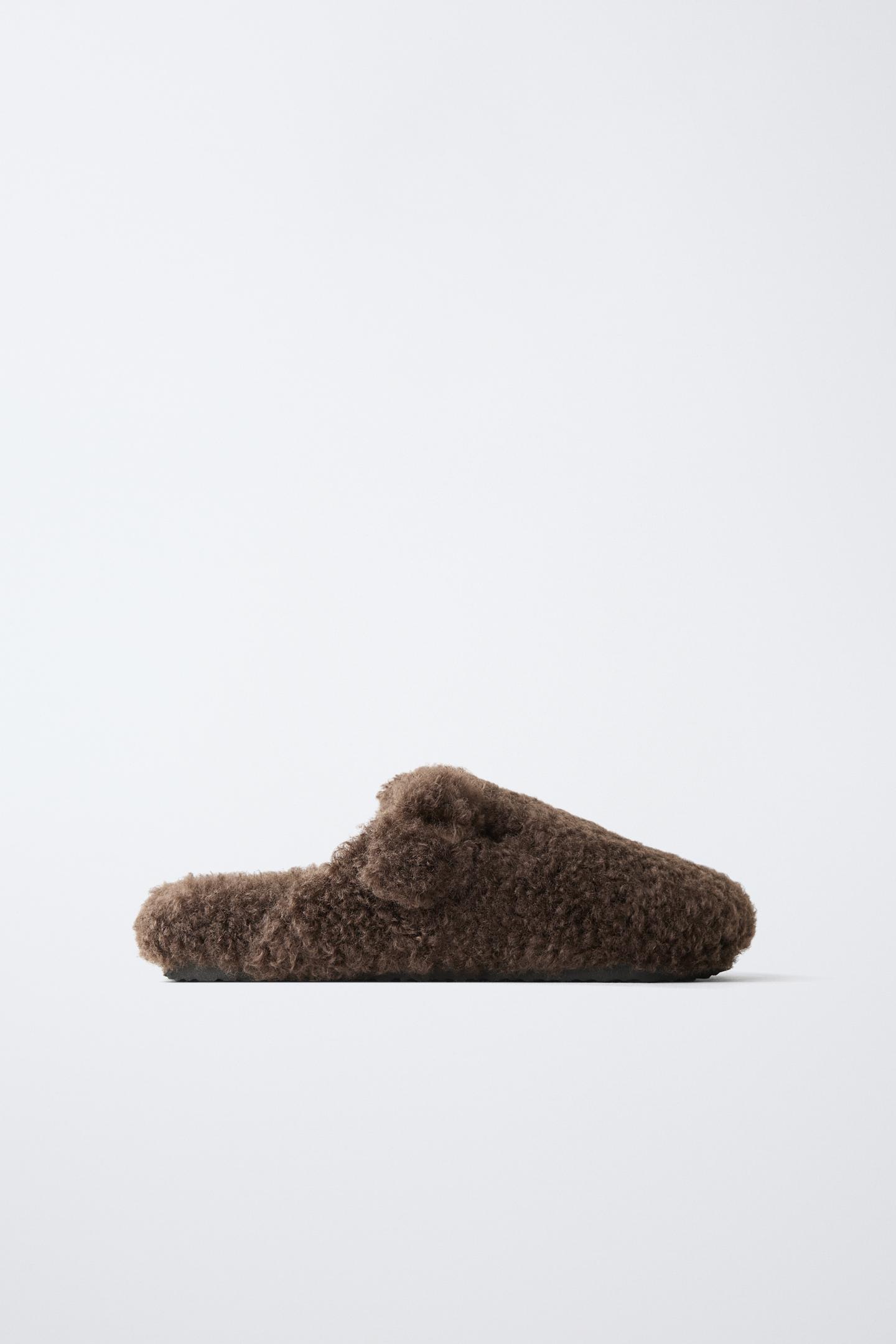 Детские сабо Zara Faux Fur Buckle, цвет: Коричневый — фото 1