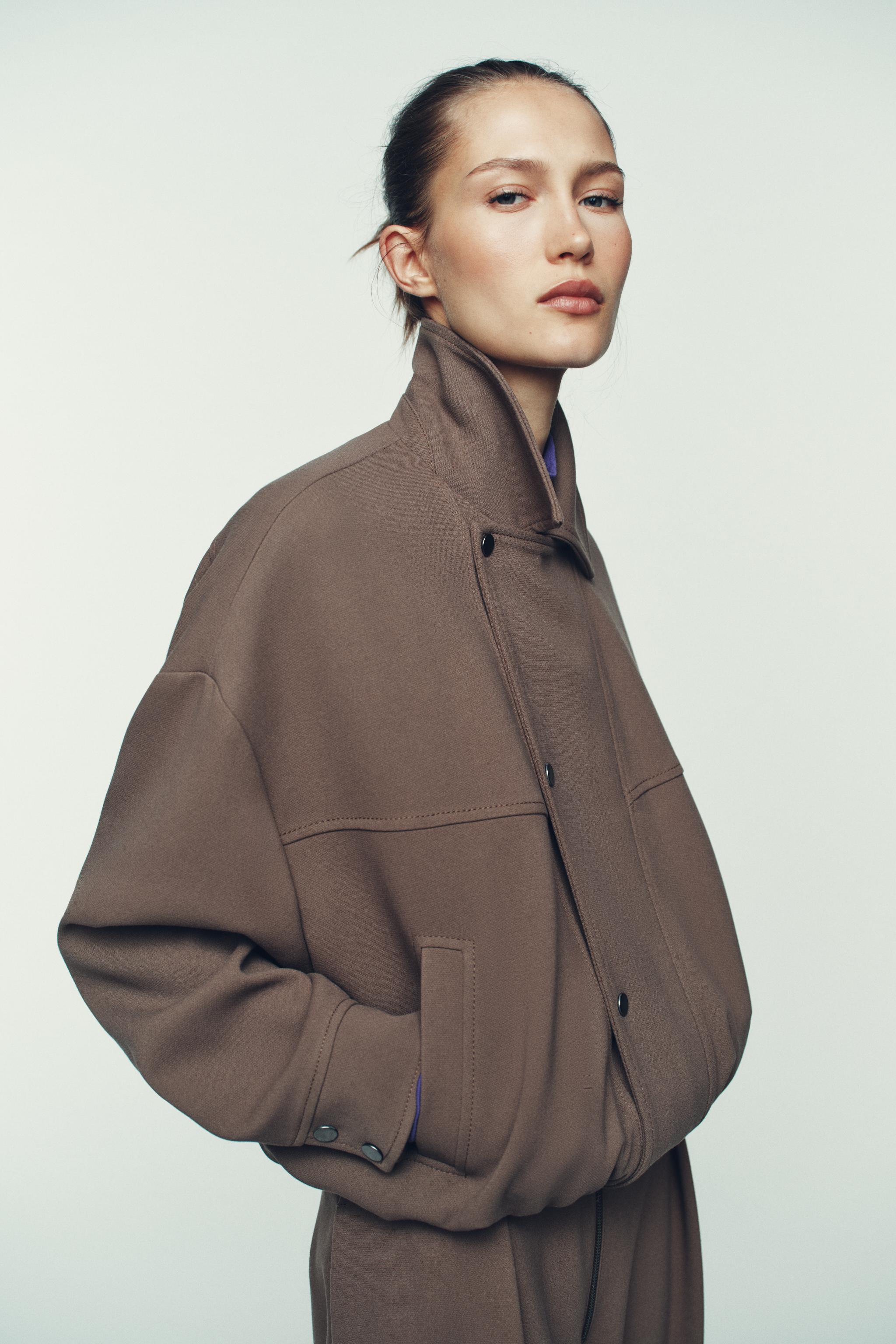 WRAP BOMBER JACKET - taupe brown | ZARA United States