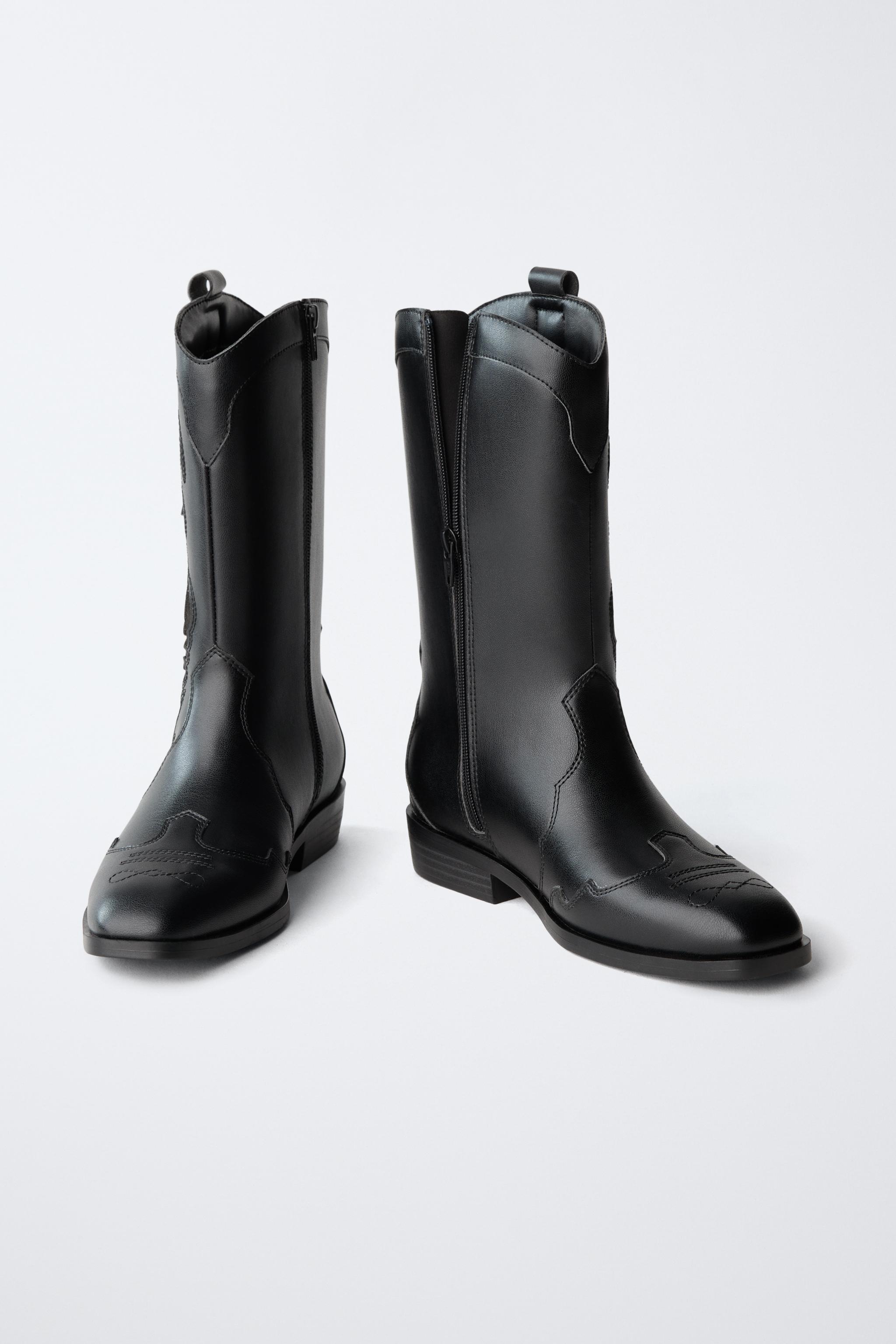 ZARA ウエスタンブーツ ブラック COWBOY BOOTS - Black | ZARA United States