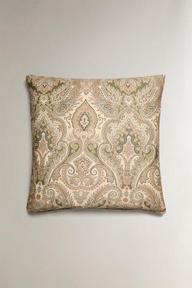 TAIE D’OREILLER COTON SATIN PAISLEY (300 FILS) - Vert de Zara - Image 1