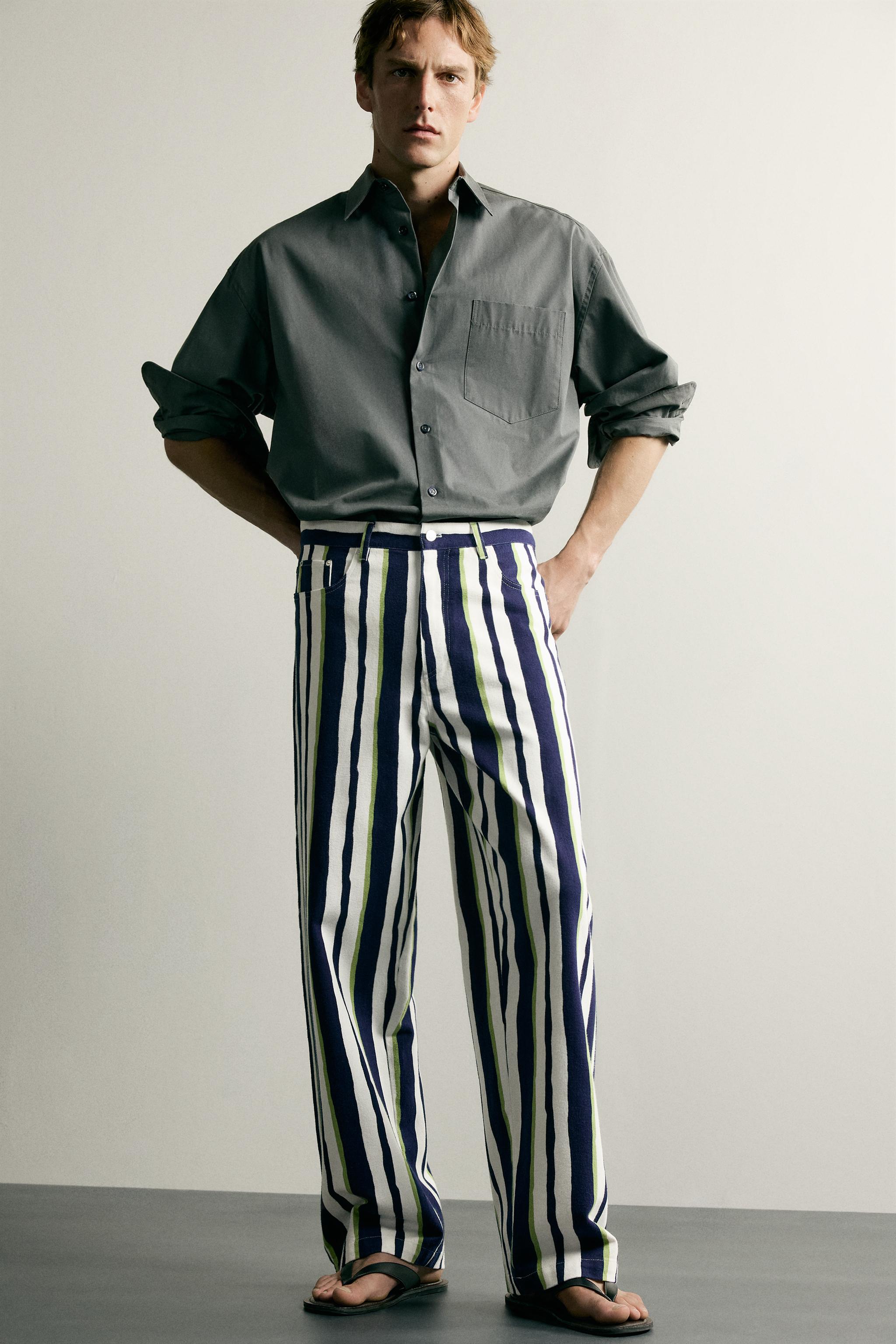 PANTALON STRAIGHT FIT À RAYURES