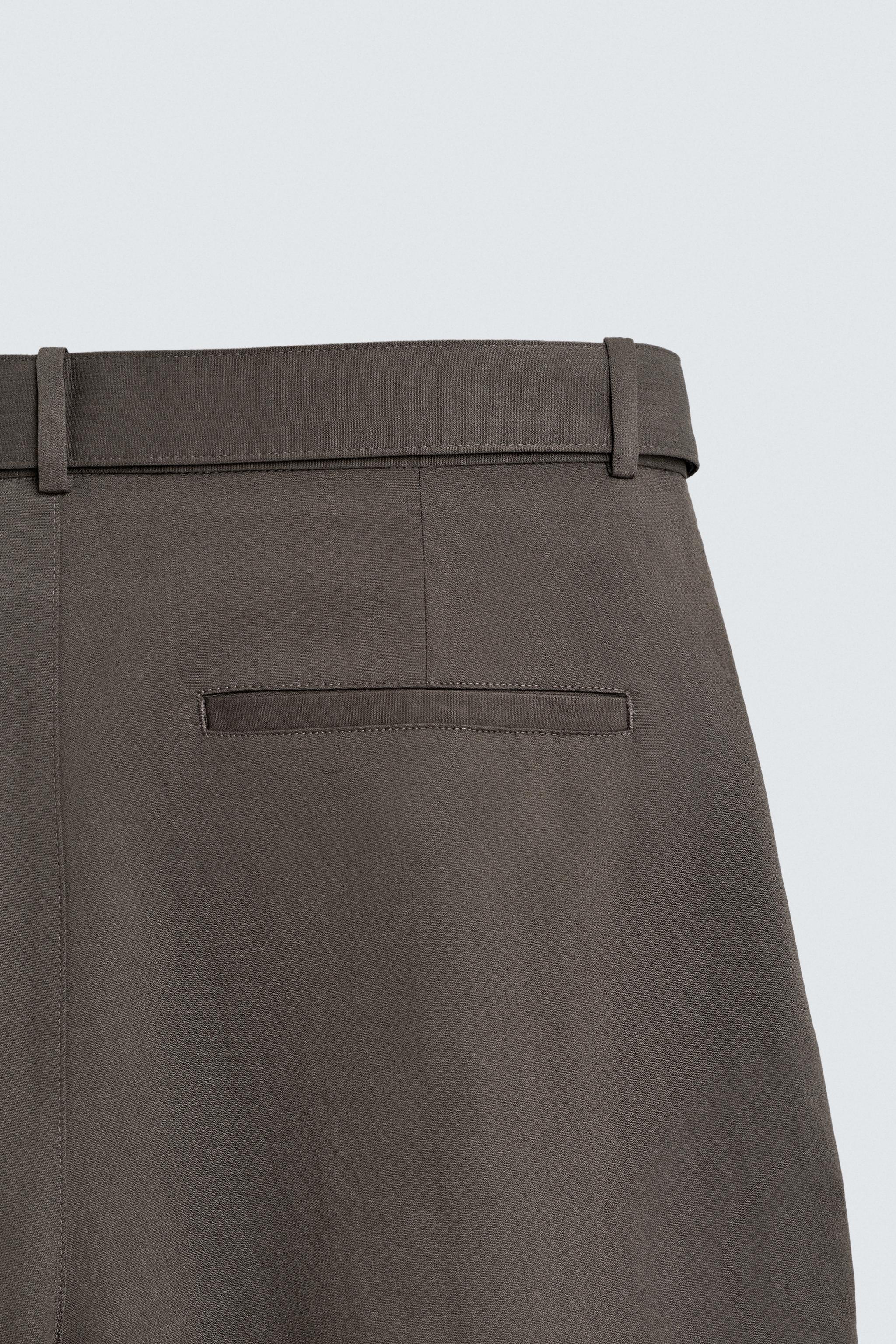 BELTED WIDE FIT PANTS