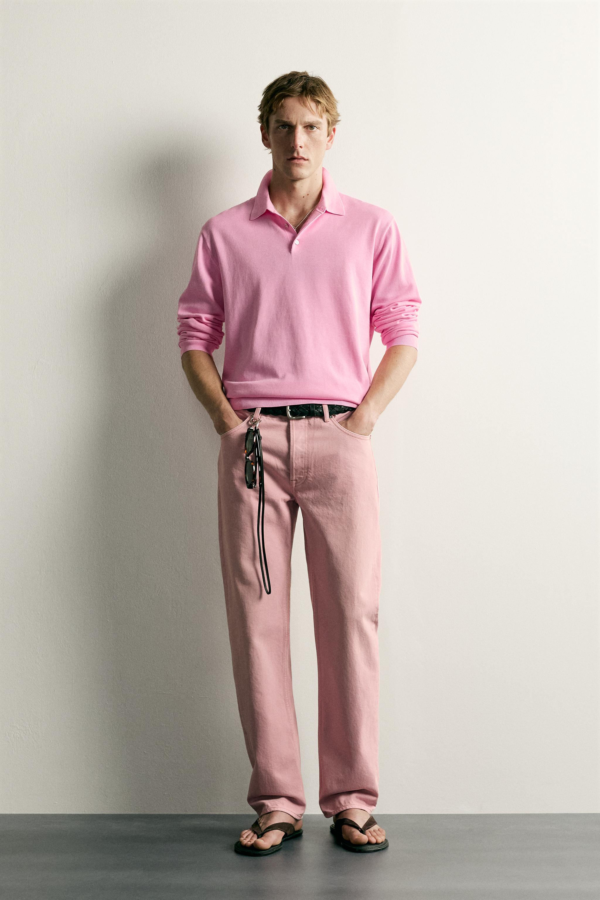 Мужские рубашки Zara RELAXED FIT KNIT POLO SHIRT