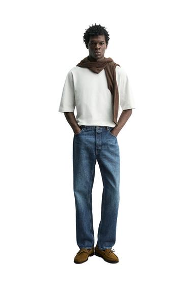 REGULAR-FIT-T-SHIRT MIT VERWASCHENEM EFFEKT - Cremefarben von Zara