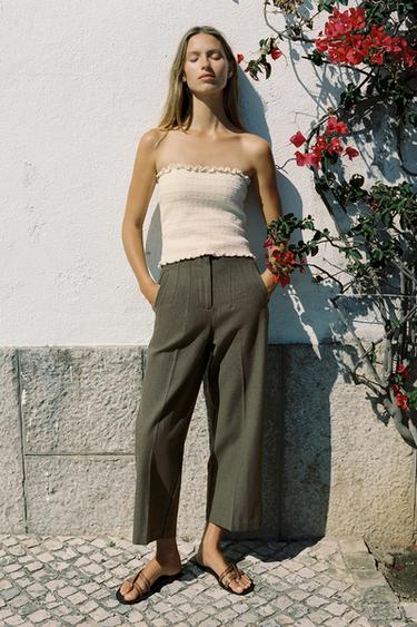 PANTALÓN RECTO RÚSTICO - Khaki de Zara