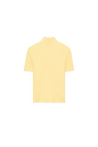 TOP EN MAILLE CÔTELÉE - Jaune pastel de Zara