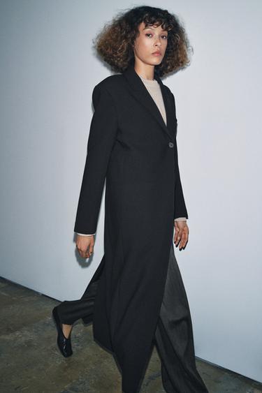MANTEAU CINTRÉ À BOUTON ZW COLLECTION - Noir de Zara - Image 2