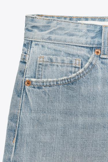 BERMUDA EN JEAN TRF TAILLE MI-HAUTE DÉCHIRÉ - Bleu clair de Zara - Image 4