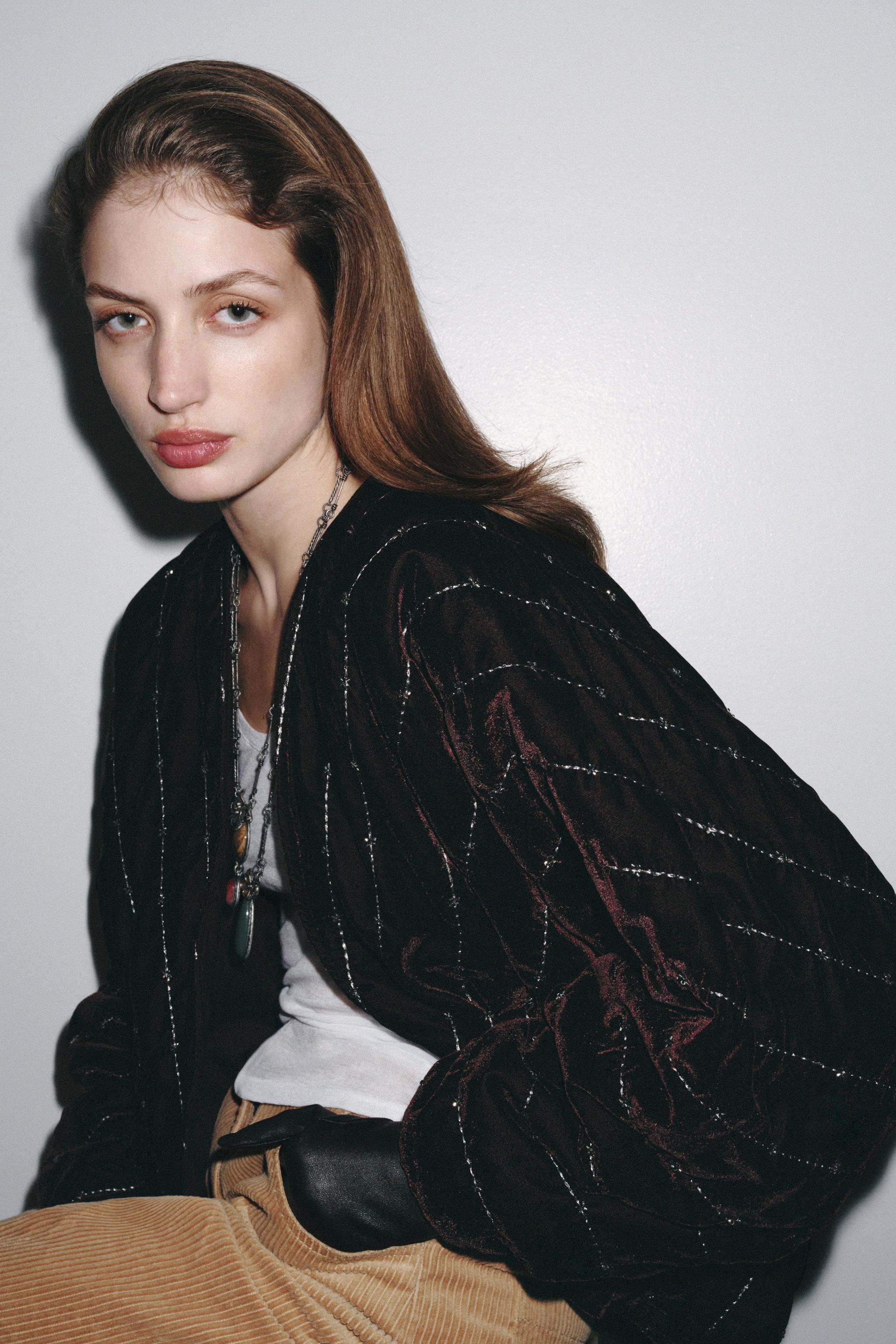 BEADED QUILTED VELVET KIMONO