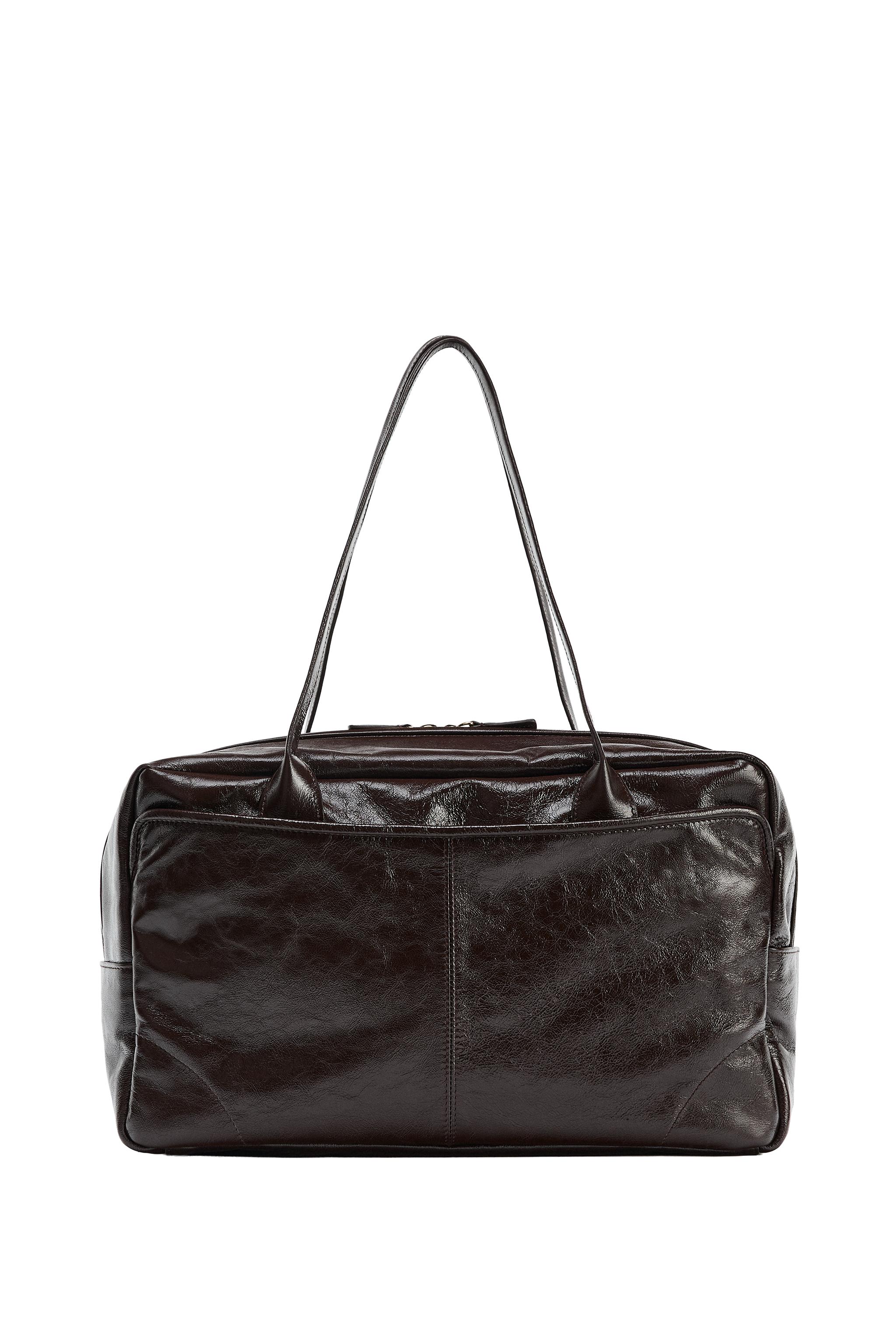 MAXIレザーボストンバッグ - ブラウン | ZARA Japan / 日本