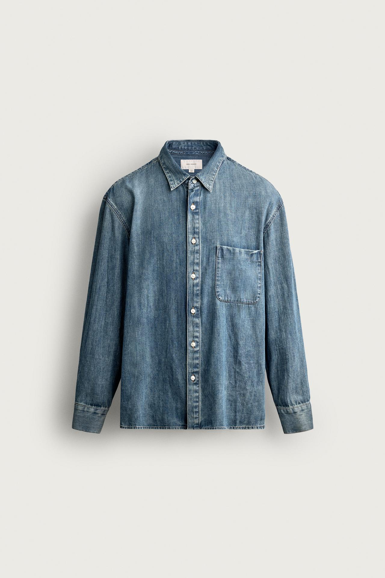 REGULAR FIT DENIM SHIRT — Blue