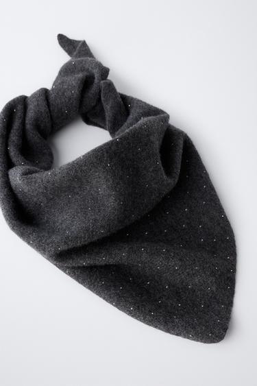 FOULARD TRIANGULAIRE EN MAILLE BRILLANT - Gris chiné de Zara - Image 2