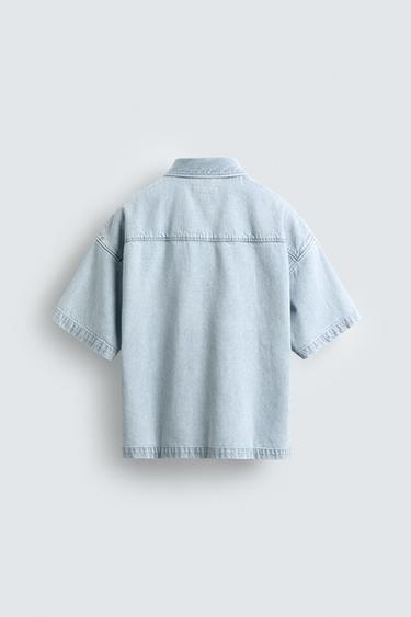 POLO EN DENIM LÉGER - Bleu clair de Zara - Image 7