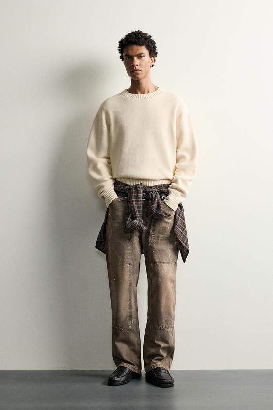 100% Cotton Relaxed Fit Jumper - Ecru by Zara - Image 0