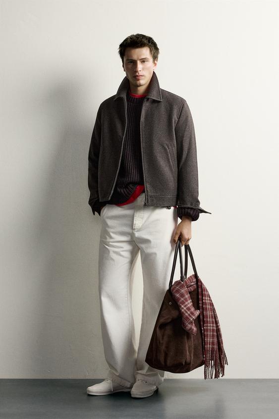 CHAMARRA REGULAR FIT PAÑO - Gris topo de Zara - Imagen 0