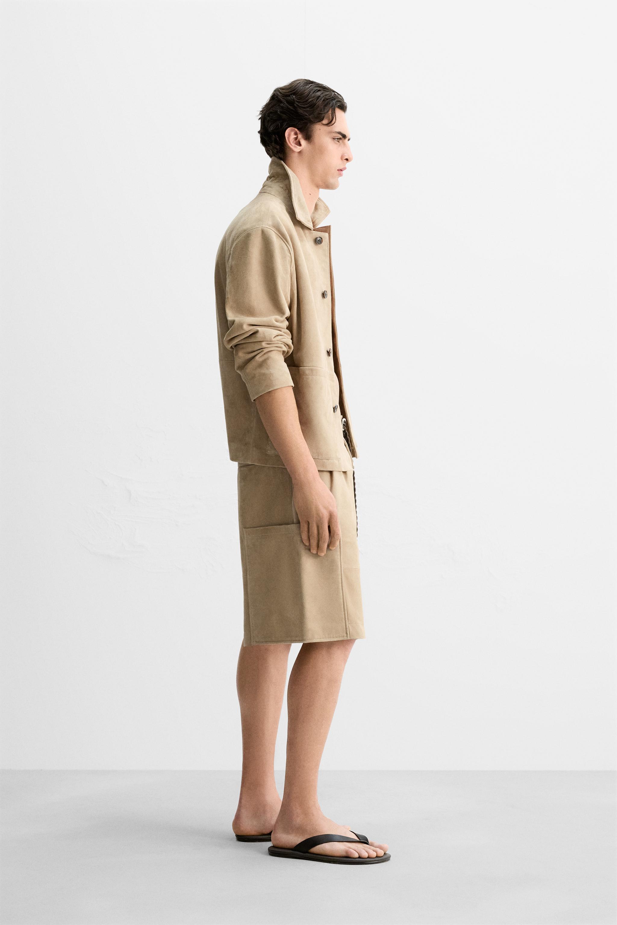 【ZARA】SD BRMD 14 スエード バミューダパンツ 5479/919/610 スエードレザカーゴバミューダパンツ - サンド | ZARA Japan / 日本
