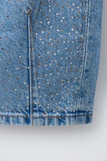 RHINESTONE BARREL JEANS - Light blue by Zara - Image 4