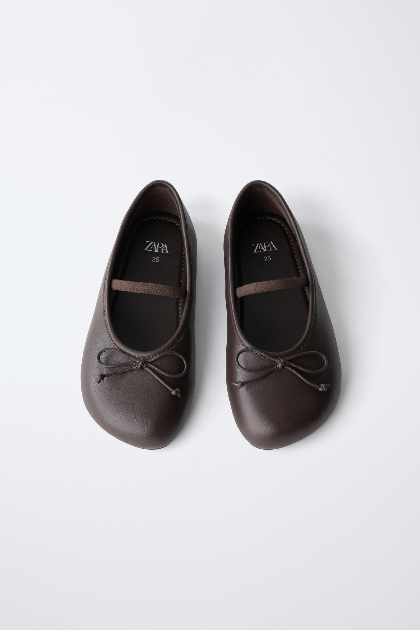 Детские балетки Zara Leather Barefoot Ballet Flats, цвет: Коричневый — фото 9
