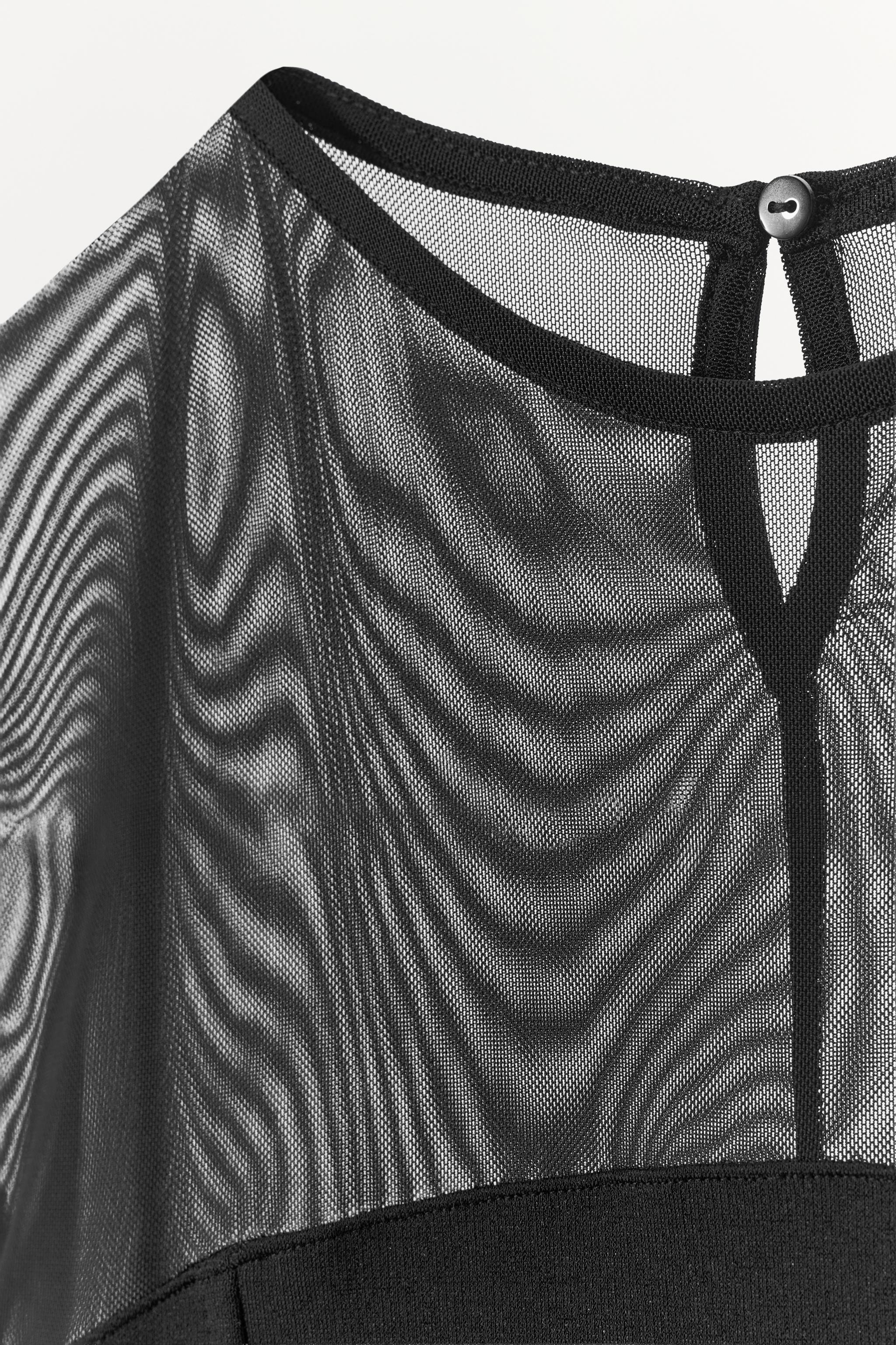 STRETCH TULLE-DETAIL BODYSUIT