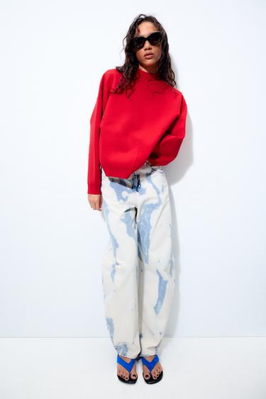 PLAIN HIGH NECK SWEATSHIRT - Red by Zara