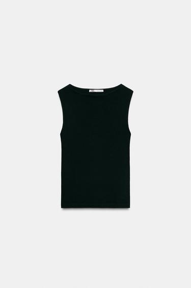 CAMISETA CUELLO BARCO - Negro de Zara