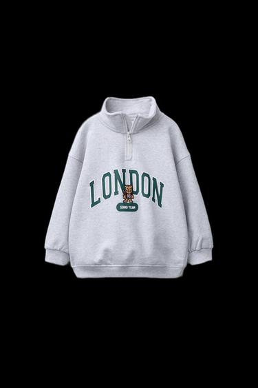 Zara EMBROIDERED BEAR SWEATSHIRT - Gray marl - Image 0