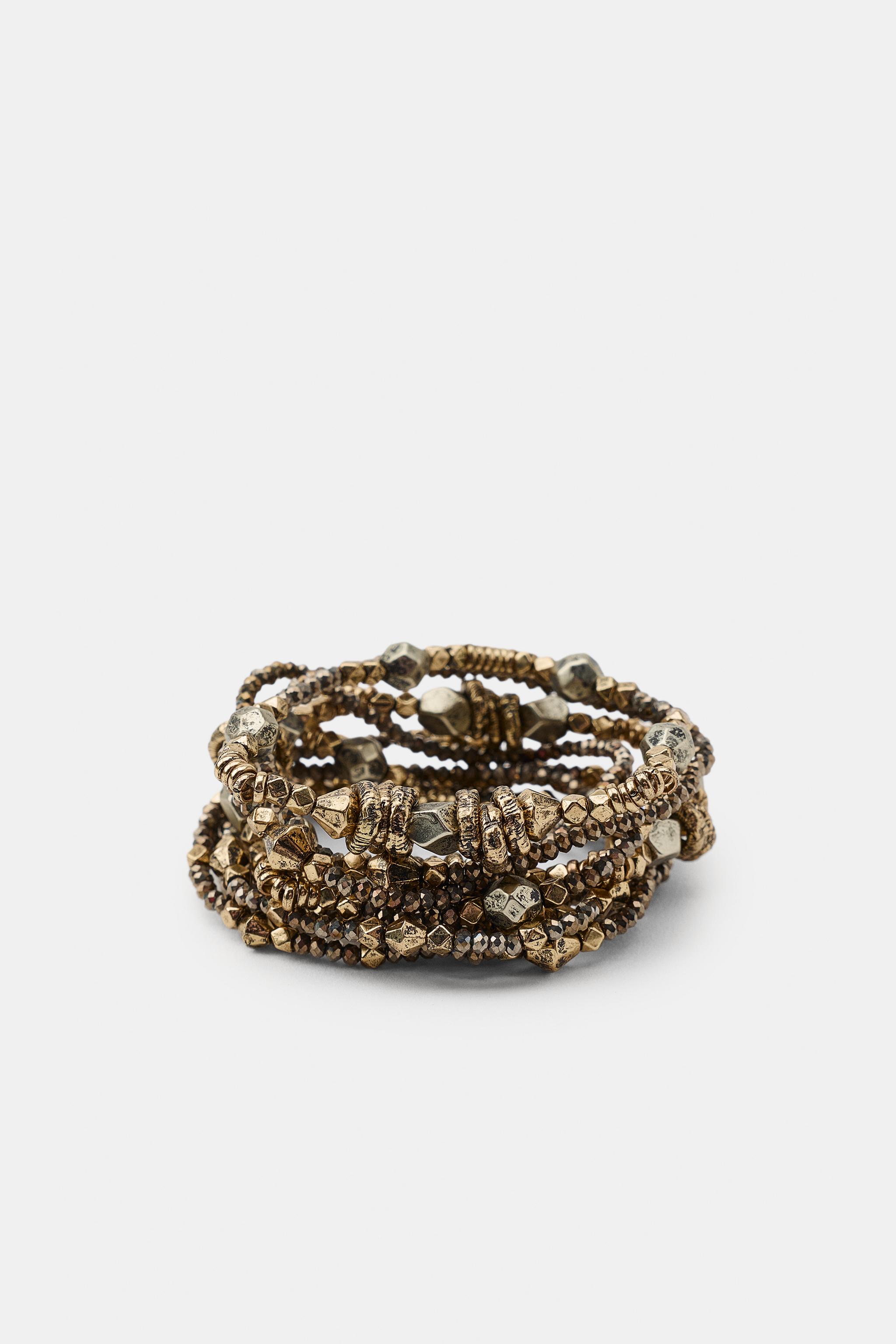Женские аксессуары Zara PACK OF 9 ELASTIC MIXED-METAL BRACELETS — фото 3