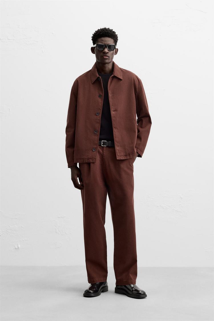 Sobrecamisa Zara Structured Twill Hombre Burdeos De Sobrecamisa En