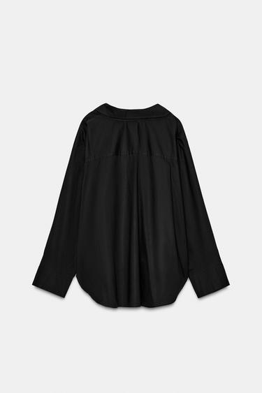 OVERSIZE POPLIN SHIRT - Black by Zara - Image 6