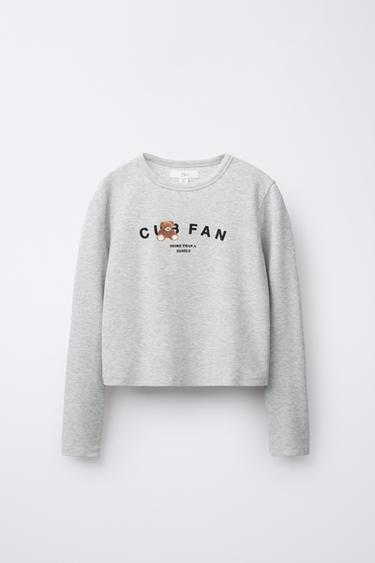 PRINTED RIBBED T-SHIRT - Grey marl by Zara