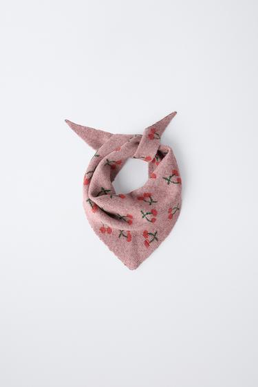CHERRY TRIANGULAR KNIT SCARF - Pink by Zara - Image 1