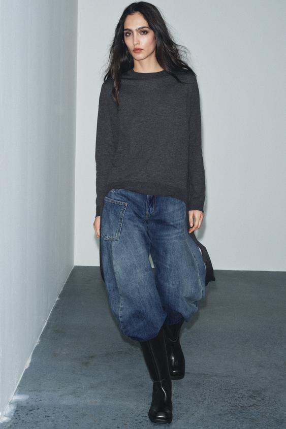 PLAIN KNIT JUMPER WITH SIDE STRAPS