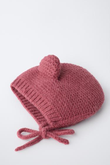 KNITTED BONNET WITH EARS - Pink by Zara - Image 1