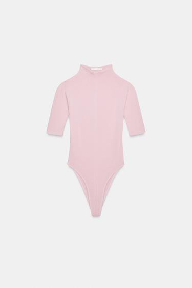 RUSTIC HIGH NECK BODYSUIT - Pink by Zara
