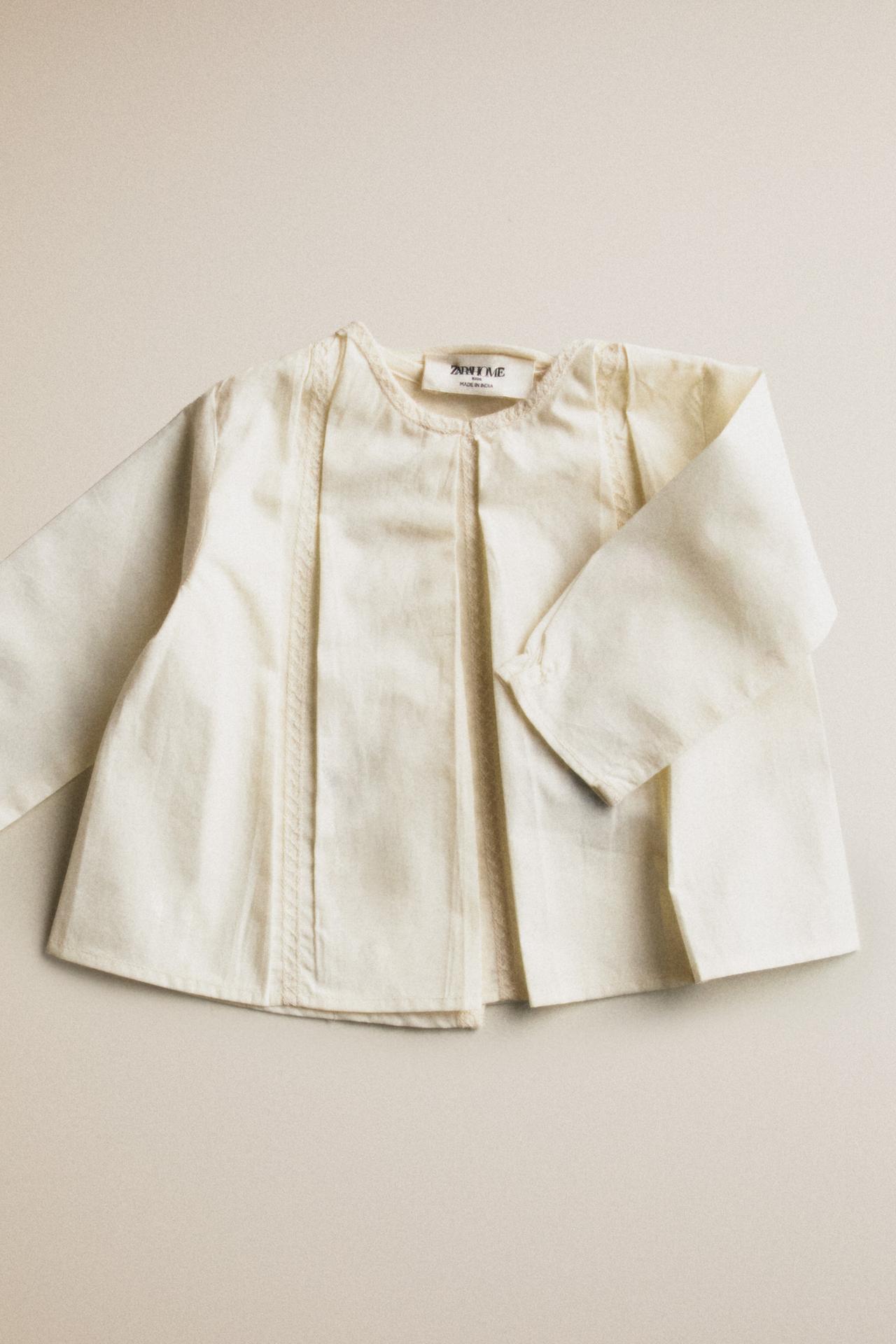 BABY EMBROIDERED SHIRT — Oyster-white