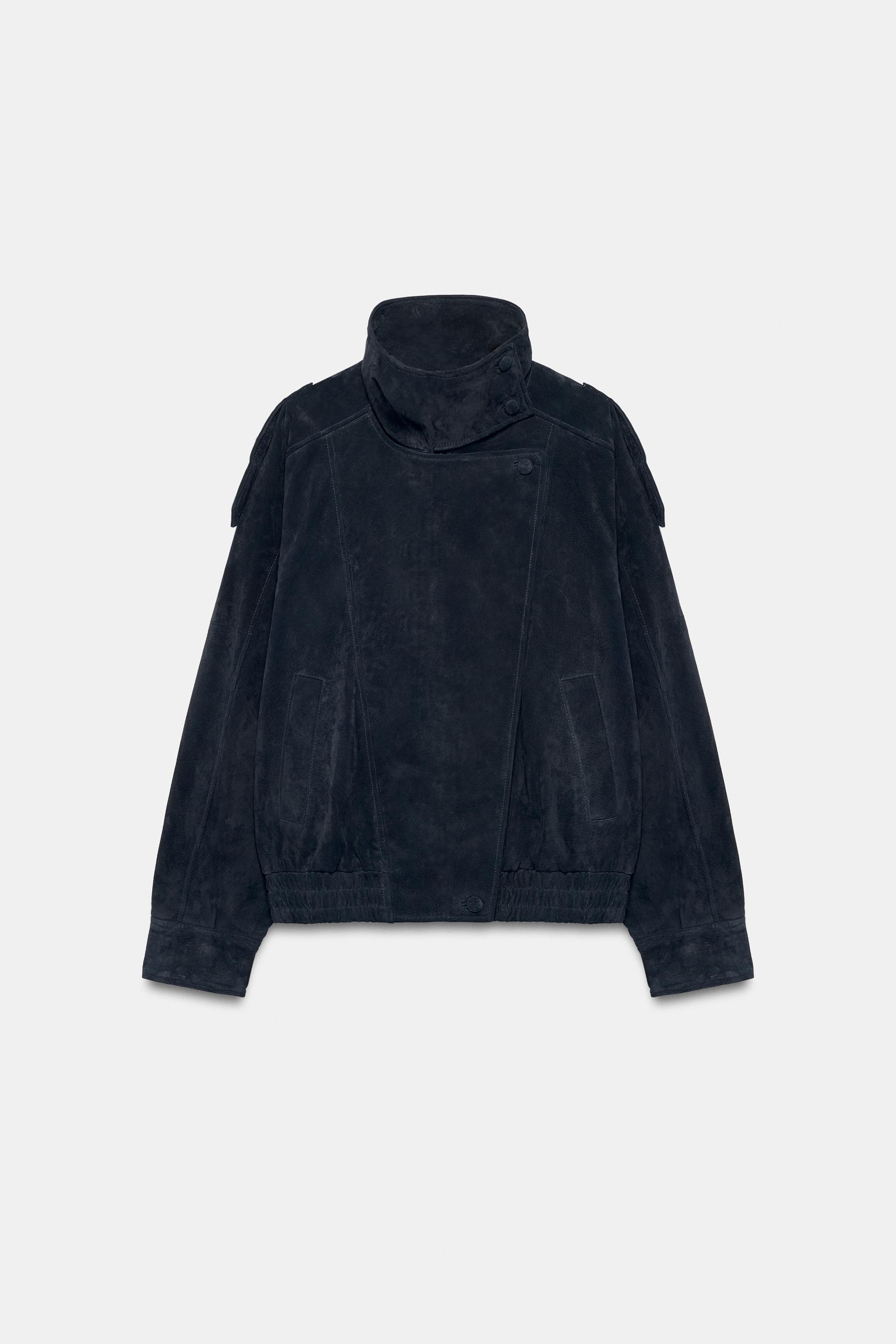 JAQUETA DE COURO BIKER - Azul | ZARA Brasil