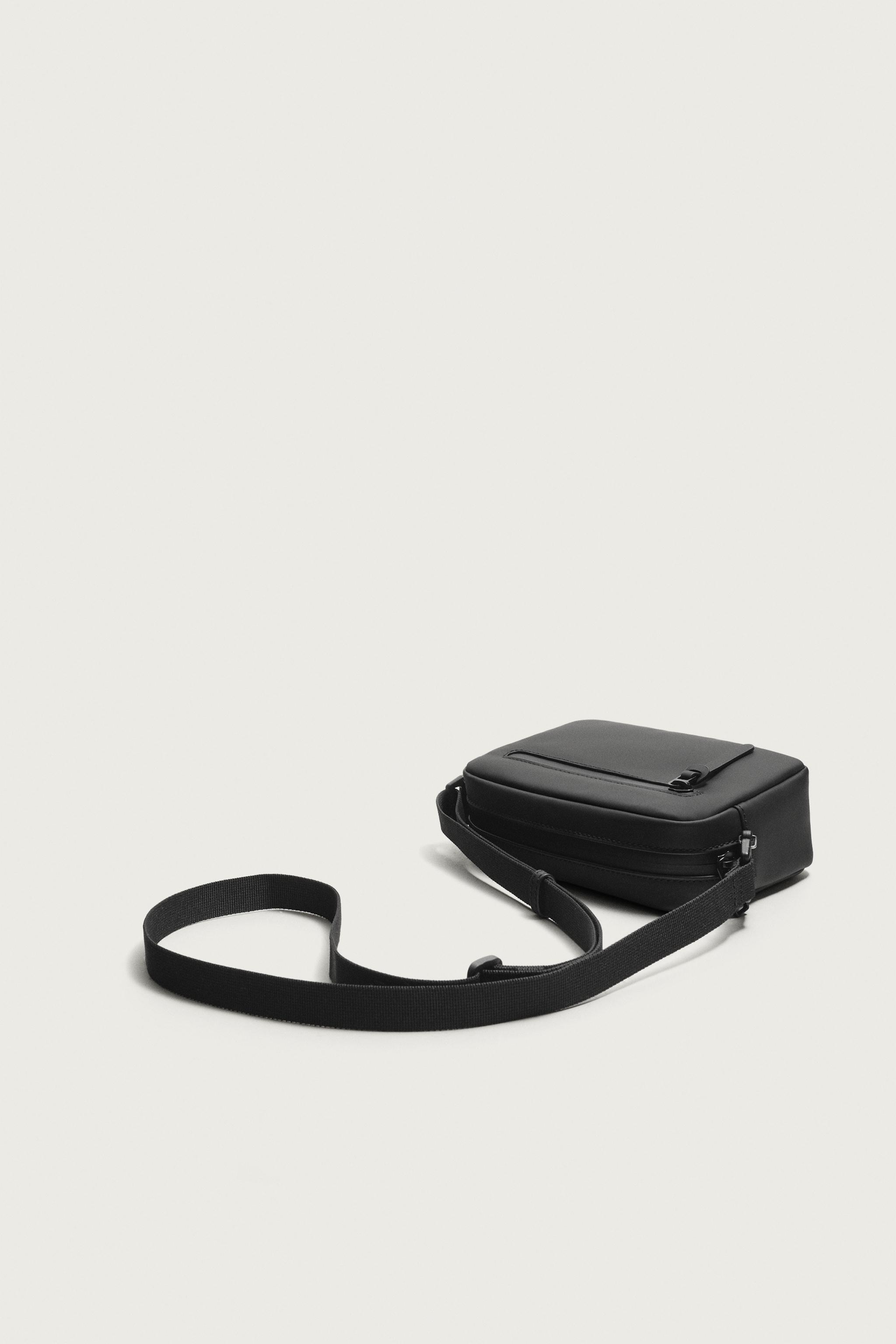 RUBBERIZED CROSSBODY BAG — Black