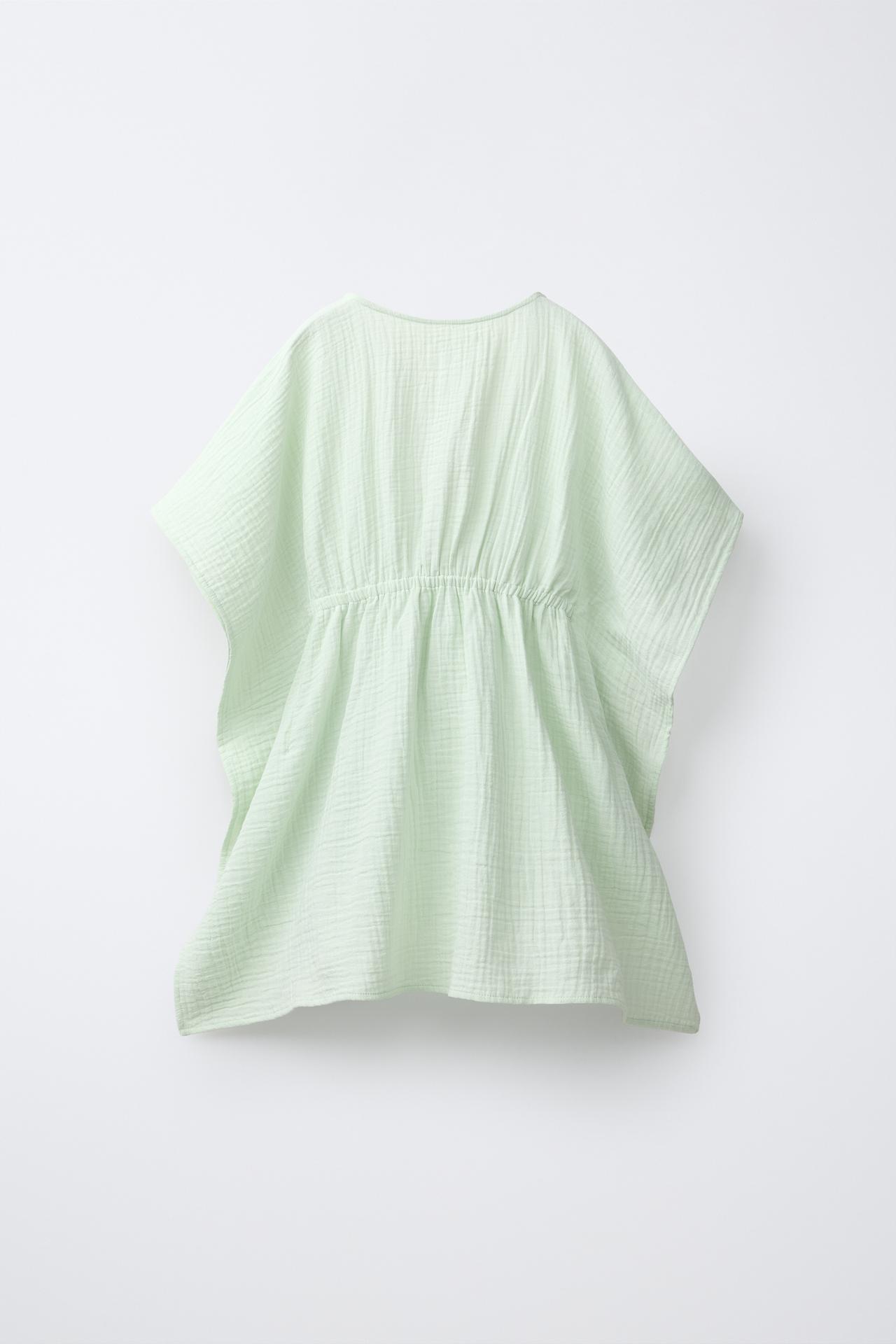 HIBISCUS BEADED CAFTAN — Washed green