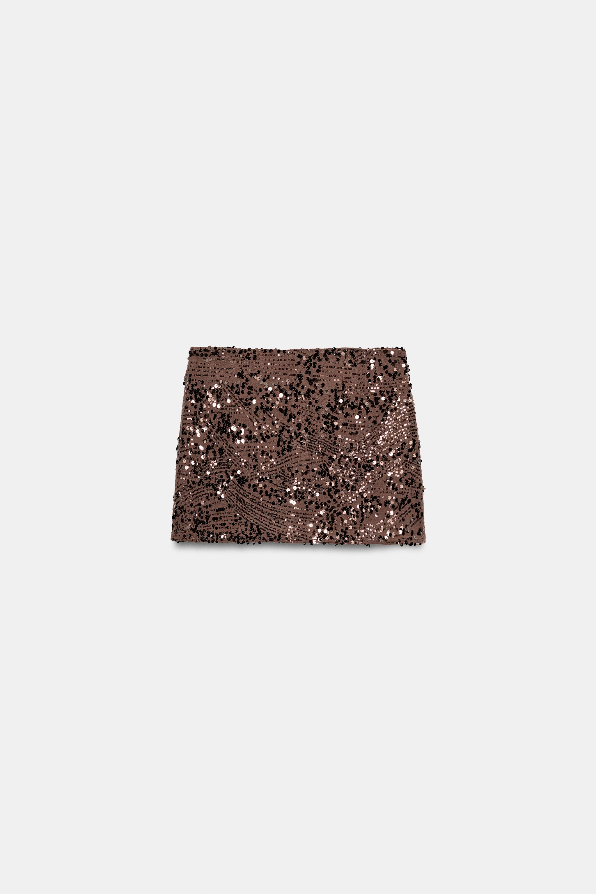 JUPE-PANTALON MINI À PAILLETTES ET NŒUD