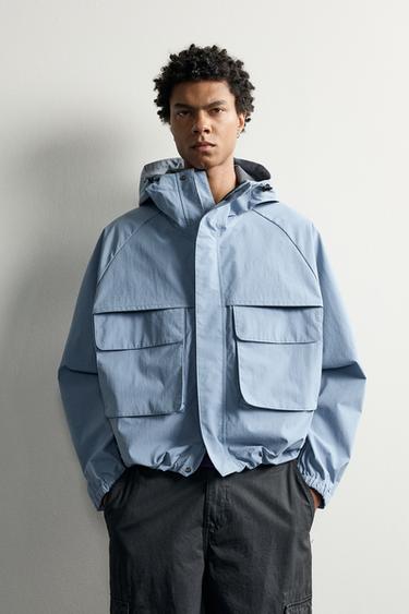 RELAXED FIT WATER-REPELLENT JACKET - Light blue by Zara