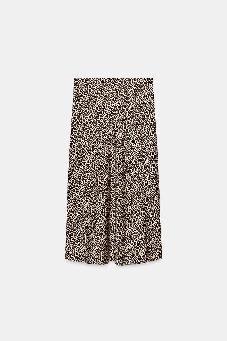 FALDA MIDI DE SATÉN CON ESTAMPADO ANIMAL 6