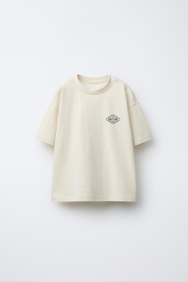 Zaras T-SHIRT MED TRYCKT LOGOTYP - Naturfärg