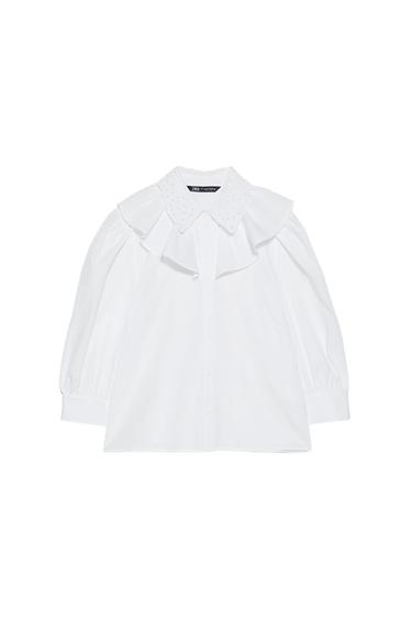 EMBROIDERED RUFFLED TOP