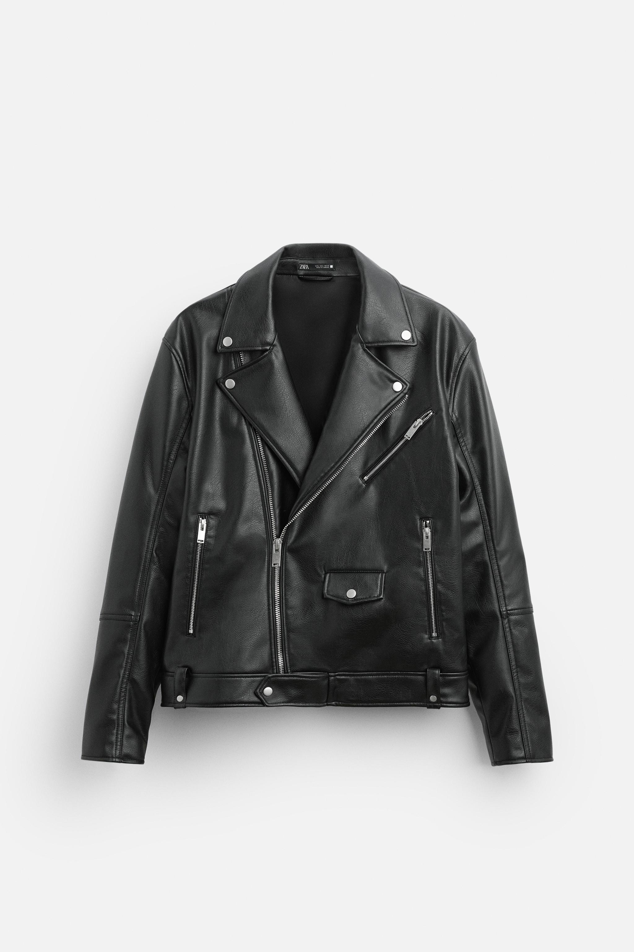 Black leather jacket zara woman online