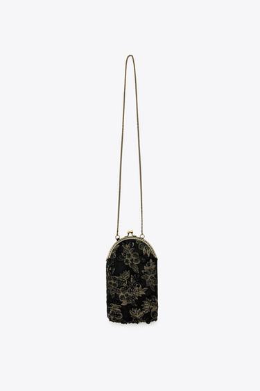 TASCHE MIT BLUMENSTICKEREI UND SCHMUCKPERLEN - Schwarz von Zara