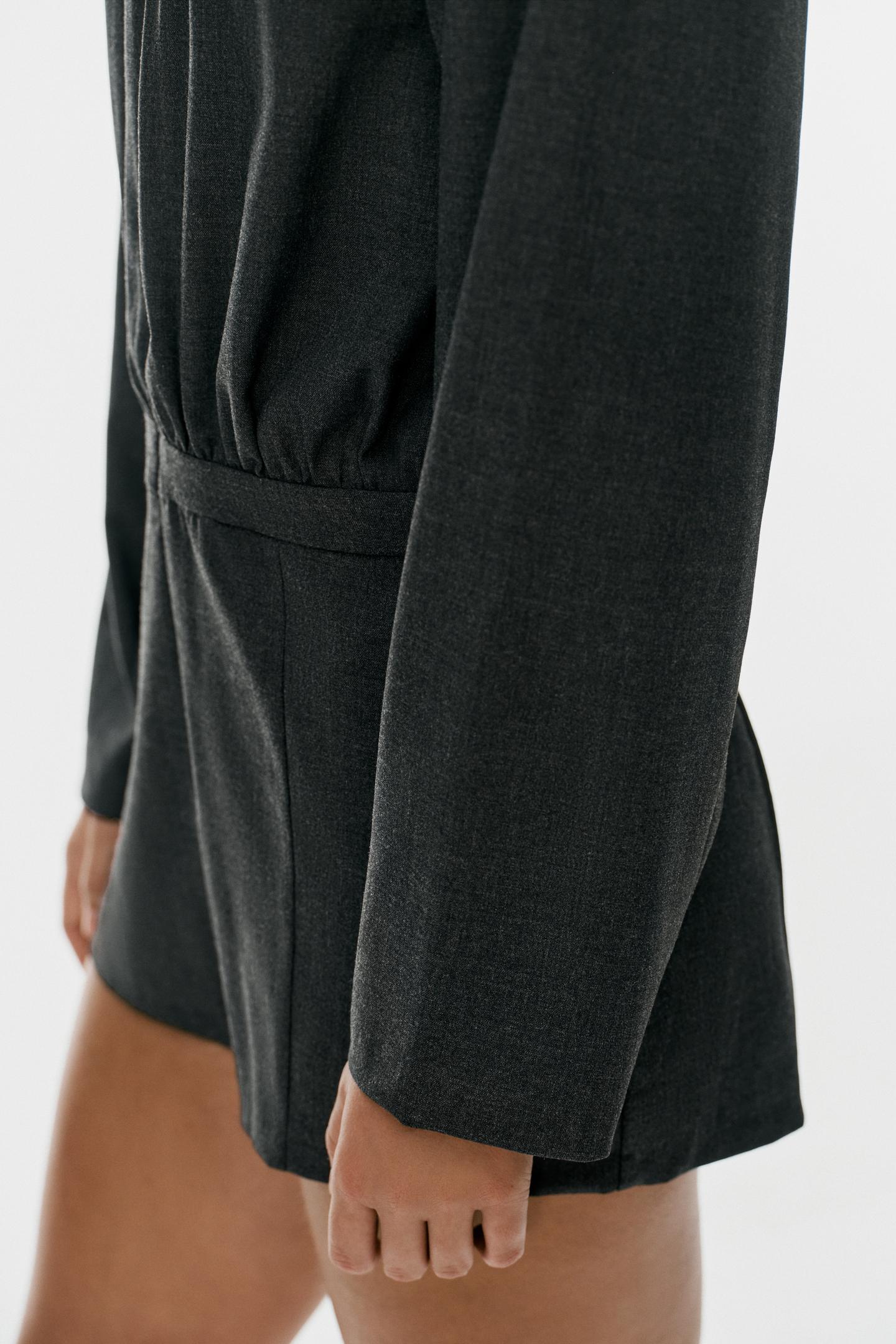 Женский комбинезон Zara Zip-Up Short Jumpsuit, цвет: Антрацитовый серый — фото 5
