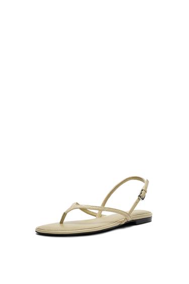 Zara Flat leather sandals - Ecru